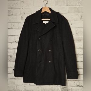 Calvin Klein Men’s Wool Blend Peacoat Black Double Breasted Jacket Sz S